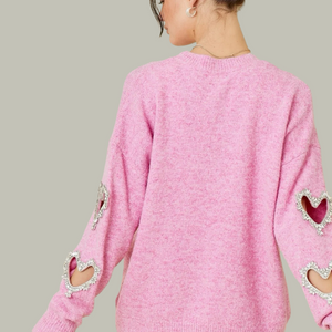 Pink and Rhinestone Hearts Sweater