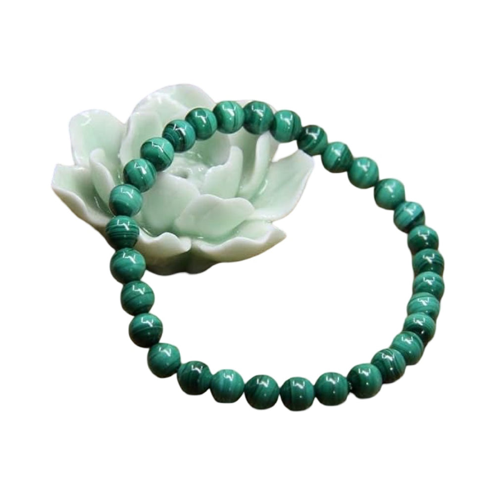 Malachite Semi Precious Gemstone Stretch Bracelet