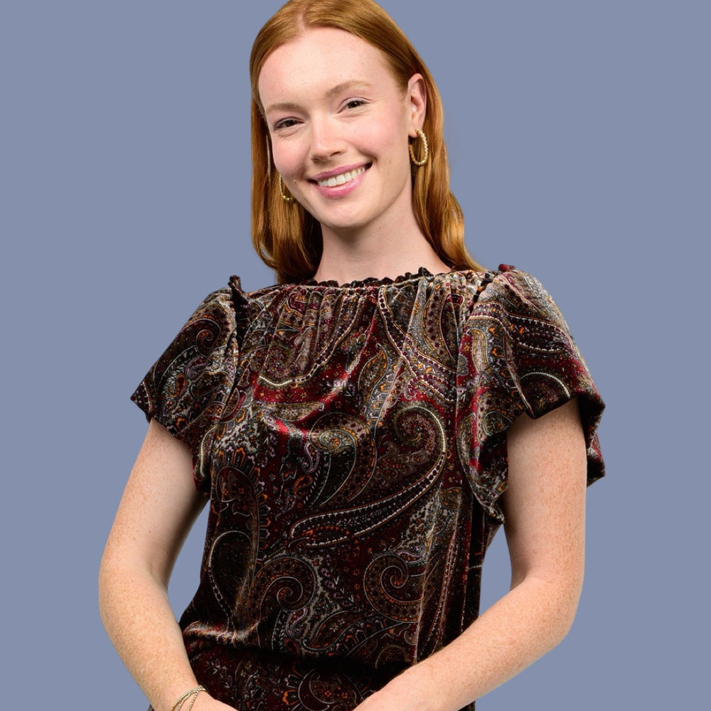 The Rowen Paisley Velvet Blouse
