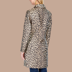 Leopard Collar Fitted Coat