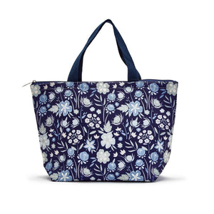 Blue Floral Thermal Lunch Tote Bag