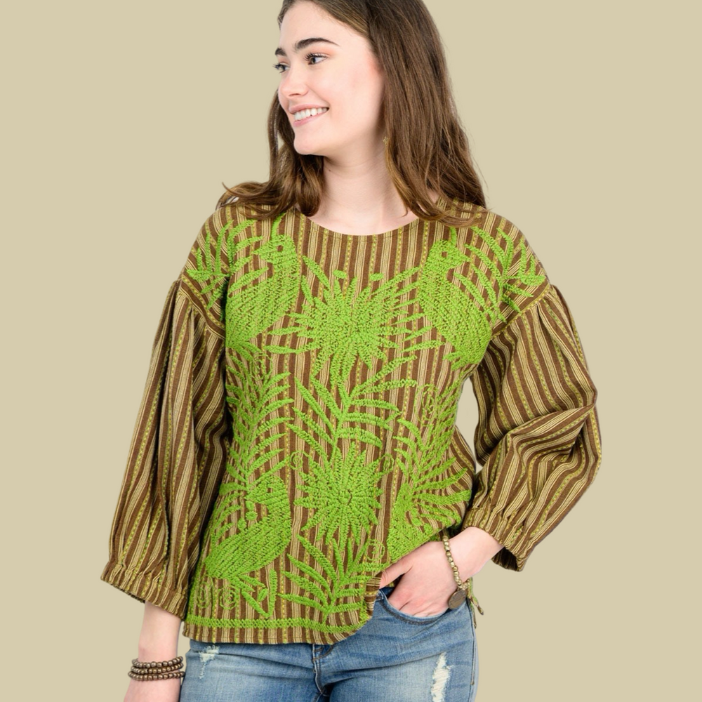 Luna May Brown Stripe Top