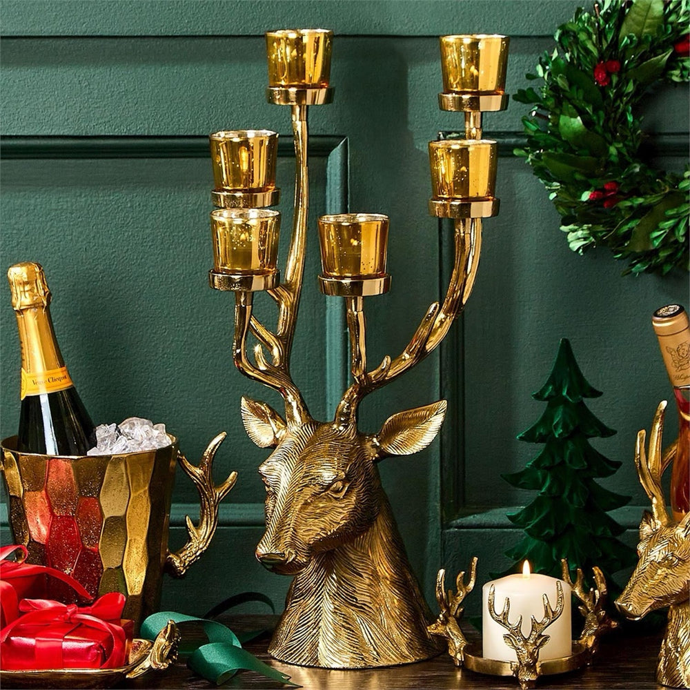 Gold Stag Candelabrum