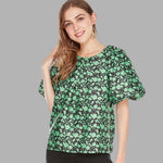 Clover Pleated Puff Sleeve Top