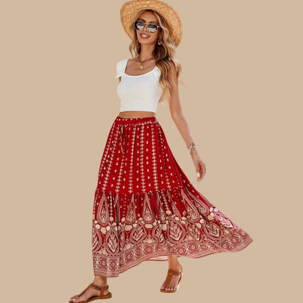 The Campari Boho Paisley Tiered Skirt