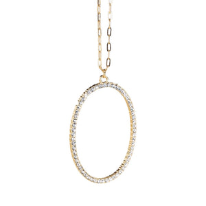 
            
                Load image into Gallery viewer, Glass Rhinestone Accented Oval Pendant Necklace
            
        