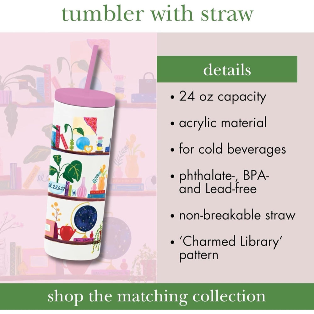 Charmed Library Tumbler with Straw