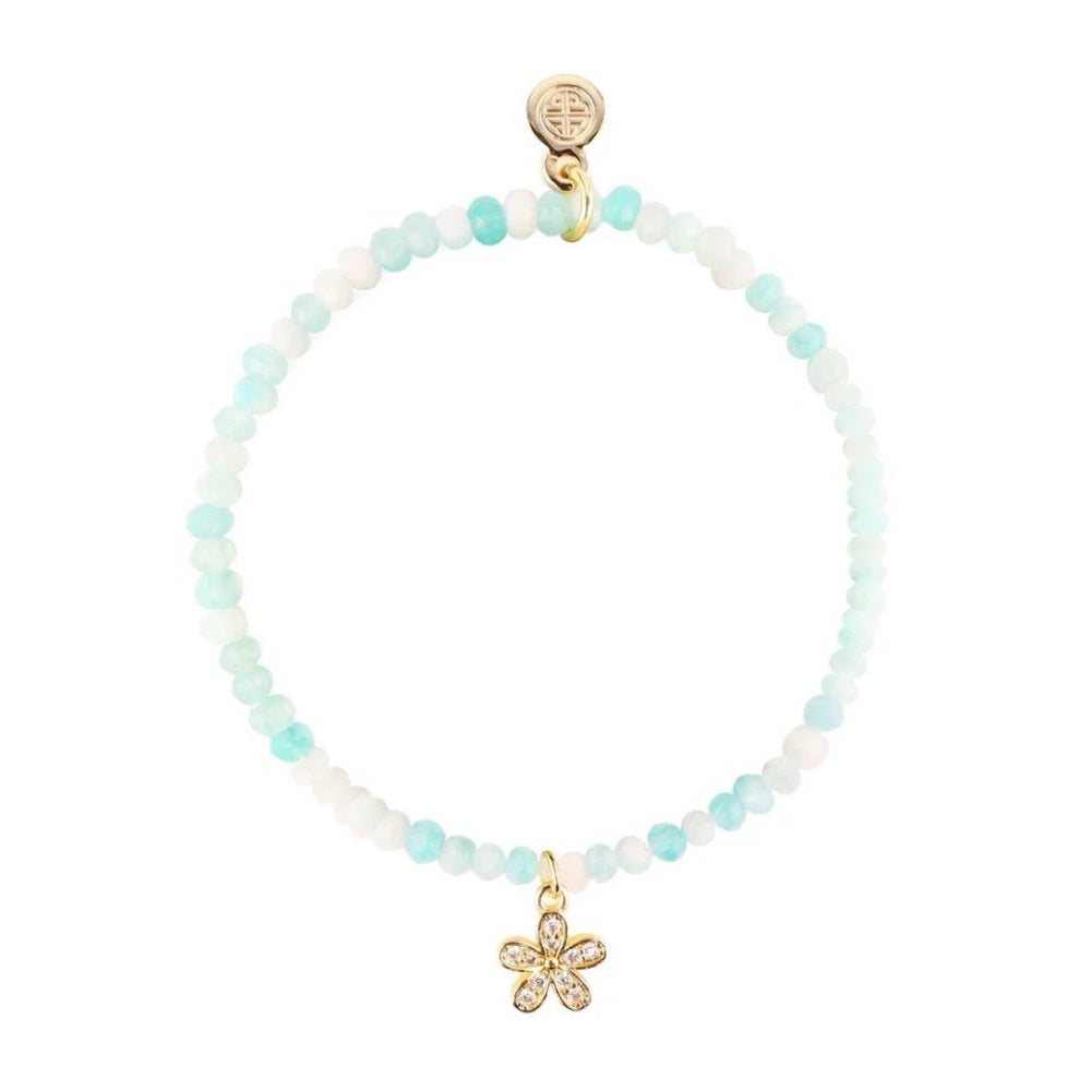 Luna Bracelet - Aqua With Flower Charm