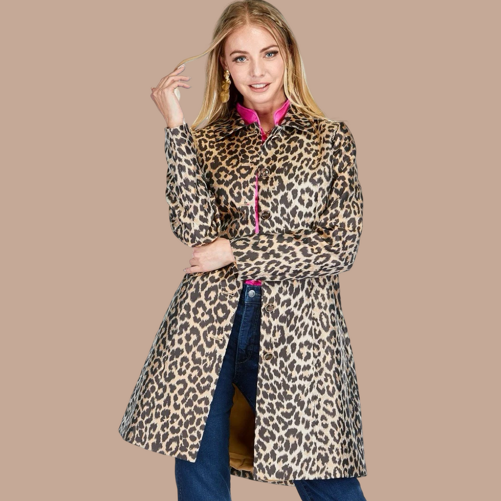 Leopard Collar Fitted Coat