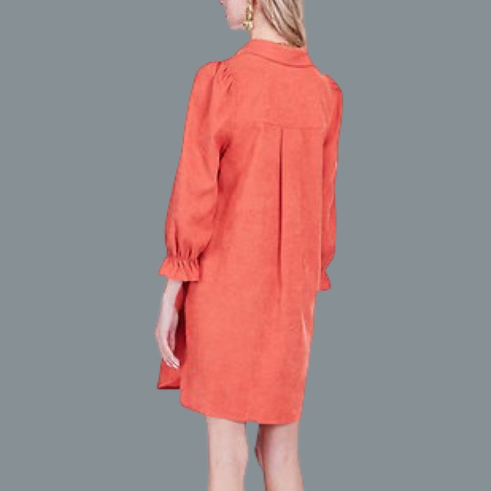 The Bora Orange Placket Collar Dress