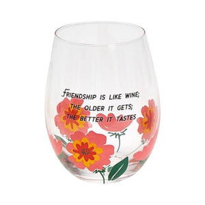 Friendship Stemless Wine Glass with Wish Bracelet