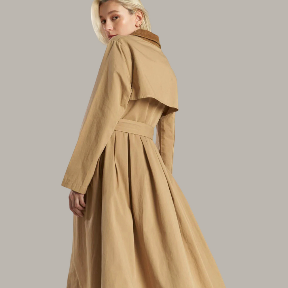 Falling Leaves Midi Trench Coat Dress