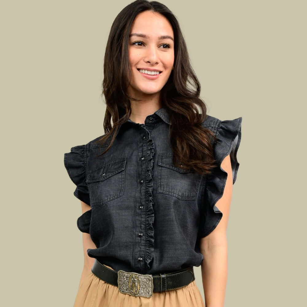 The Nomad Noir Ruffle Top