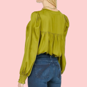 Olive V-Neck Blouse