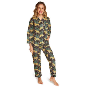 Leaping Leopard Cotton Printed Pajamas