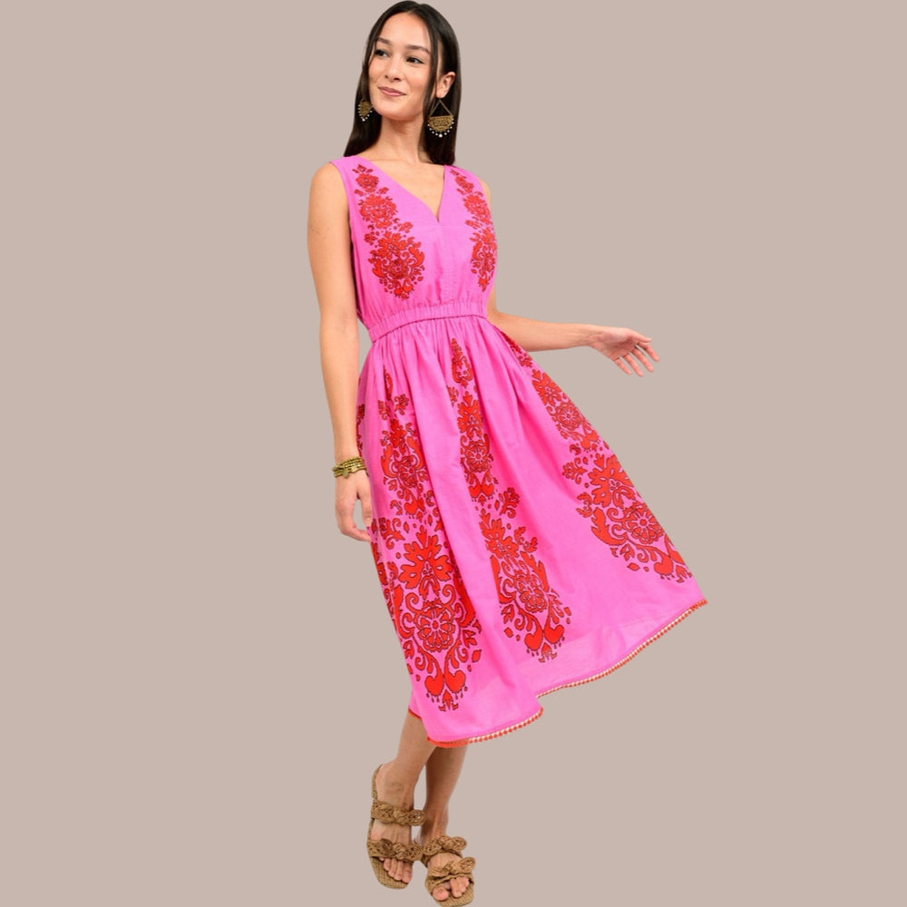 Pink Stamped Sundress