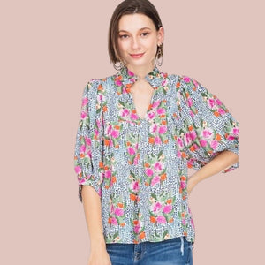 
            
                Load image into Gallery viewer, Dotted Bouquet High Neck Top
            
        