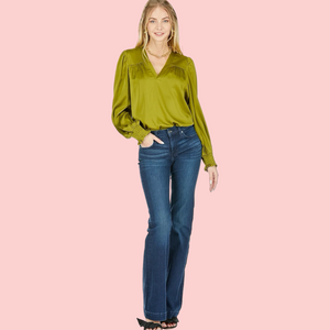 Olive V-Neck Blouse