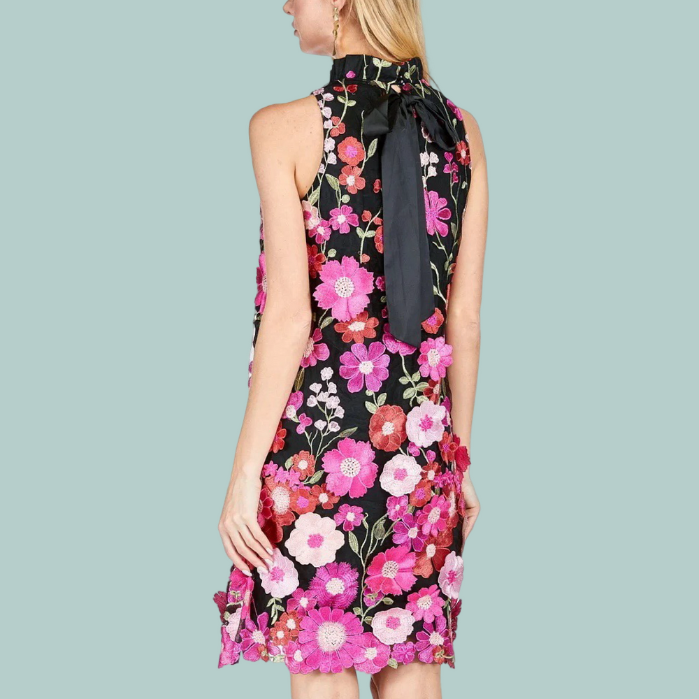 Fuchsia Dimensional Floral Dress