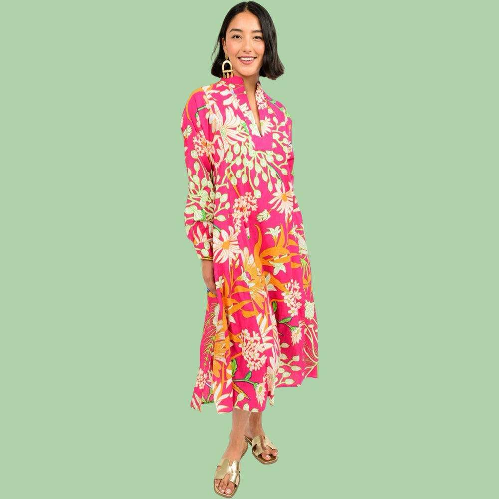 Fuchsia Patio Floral Maxi Dress