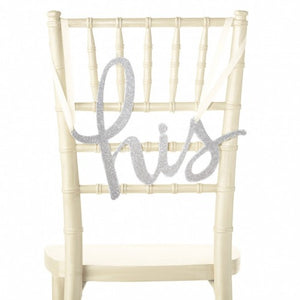 
            
                Load image into Gallery viewer, Kate Spade Wedding His Hers Glitter Chair Signs
            
        