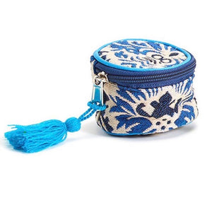 Jewels and More Multicolored Round Jewelry Travel Pouch with Tassel Zipper Pull