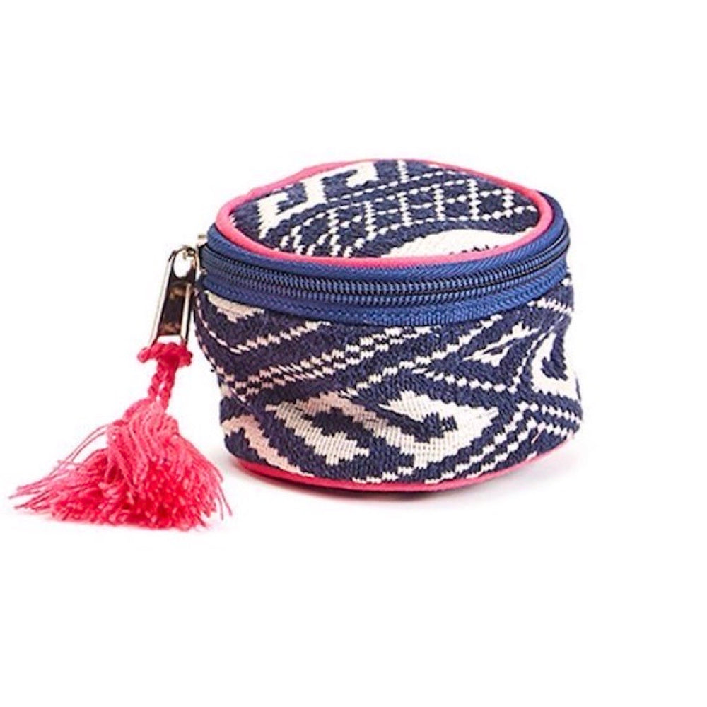 Jewels and More Multicolored Round Jewelry Travel Pouch with Tassel Zipper Pull