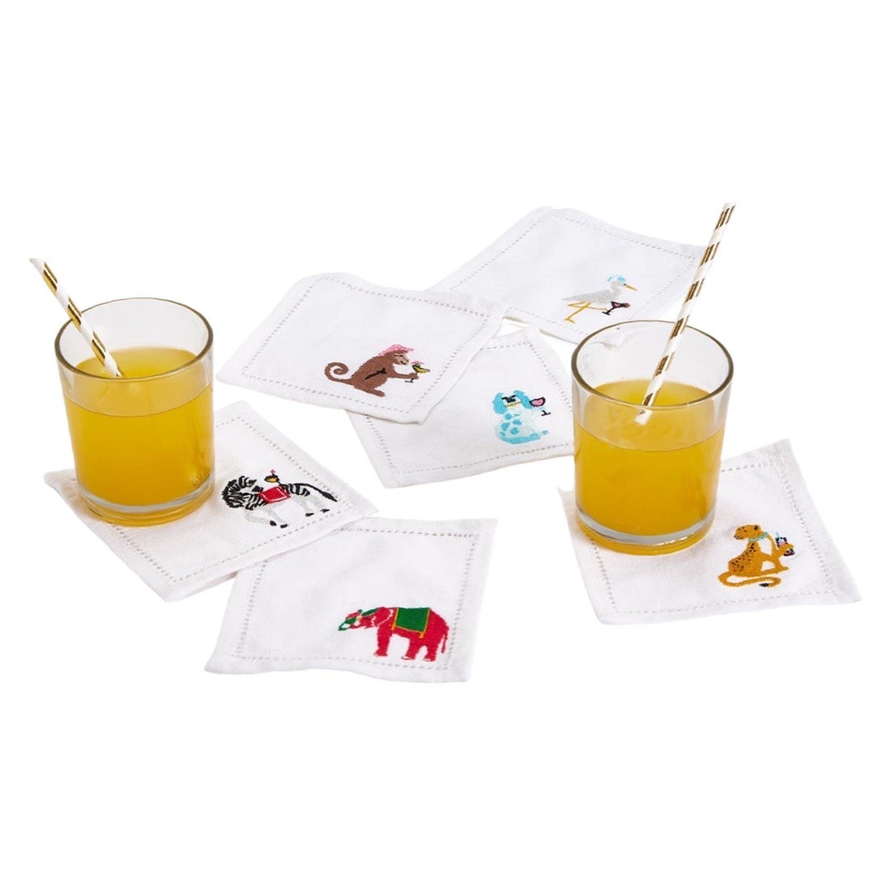 
            
                Load image into Gallery viewer, Embroidered Hemstitch Animal Cocktail Napkins-Set of 6
            
        