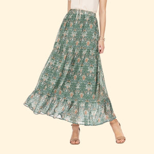 
            
                Load image into Gallery viewer, Evening Lotus Maxi Tiered Skirt
            
        