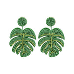 Bohemia Palm Leaf Seed Bead Dangle Earrings