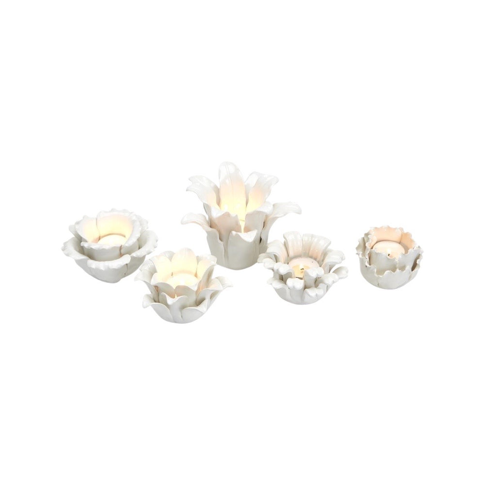 White Succulents Hand-Crafted Tealight Candleholders