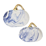 Marbled Blue and White Pumpkin Platters