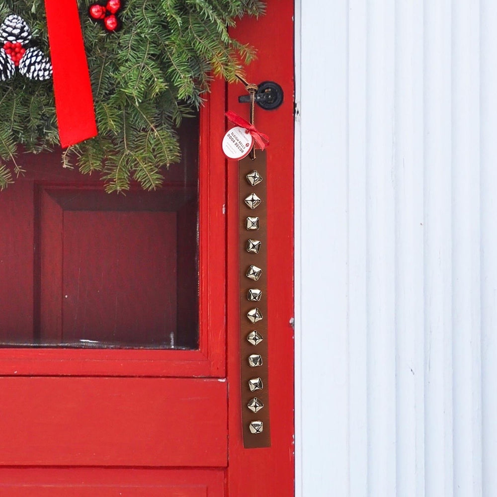 Genuine Leather Strap Sleigh Bells Hand-Crafted Door Hanger