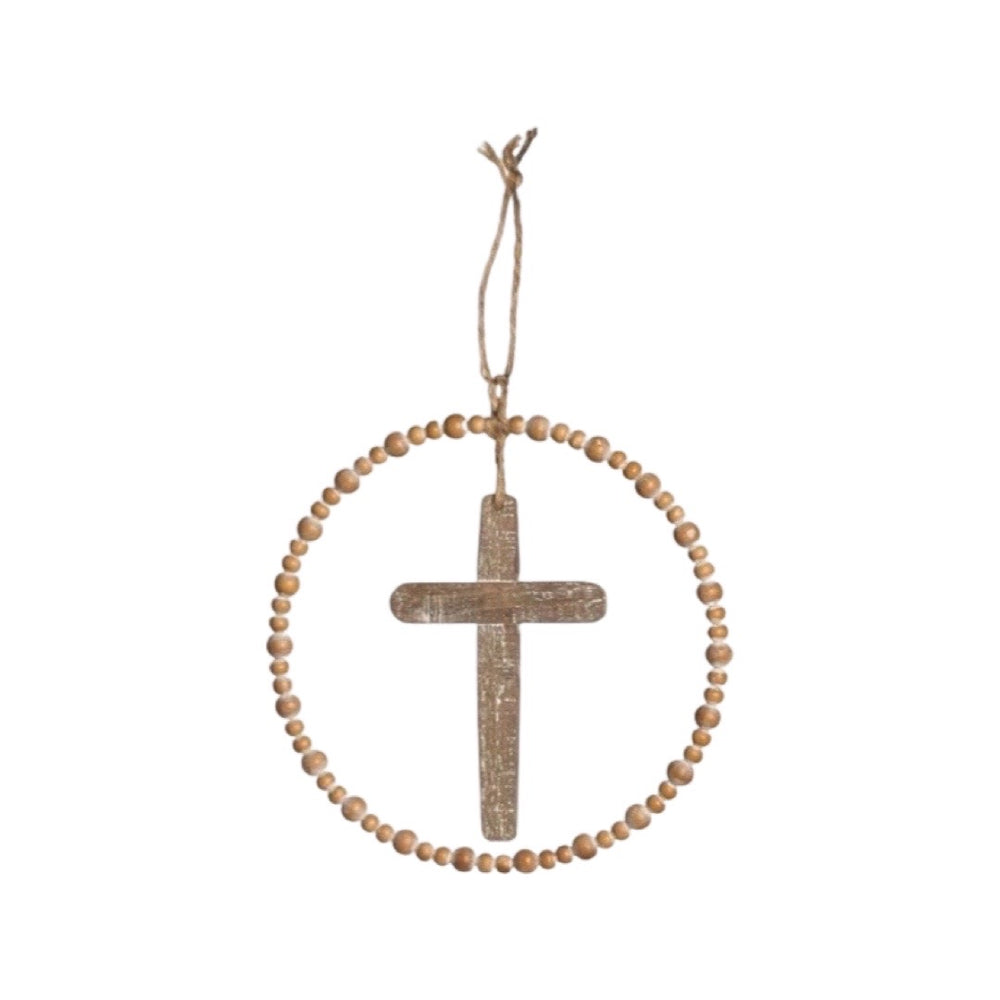 
            
                Load image into Gallery viewer, Round Wood and Metal Cross Wall Decor
            
        