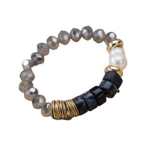 
            
                Load image into Gallery viewer, Brass Mixed Beads &amp;amp; Pearl Ring
            
        