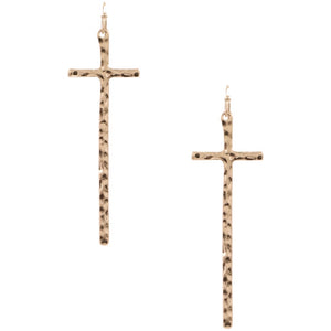 
            
                Load image into Gallery viewer, The Beth Worn Gold Metal Cross Earrings
            
        