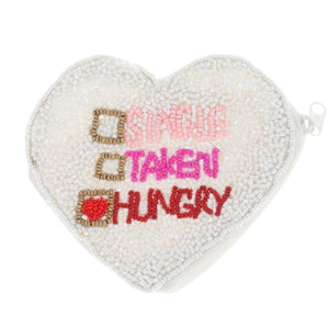 
            
                Load image into Gallery viewer, SINGLE TAKEN HUNGRY Heart Shape Coin Purse
            
        