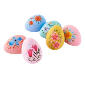Hand-Painted Papier Mâché Floral Eggs