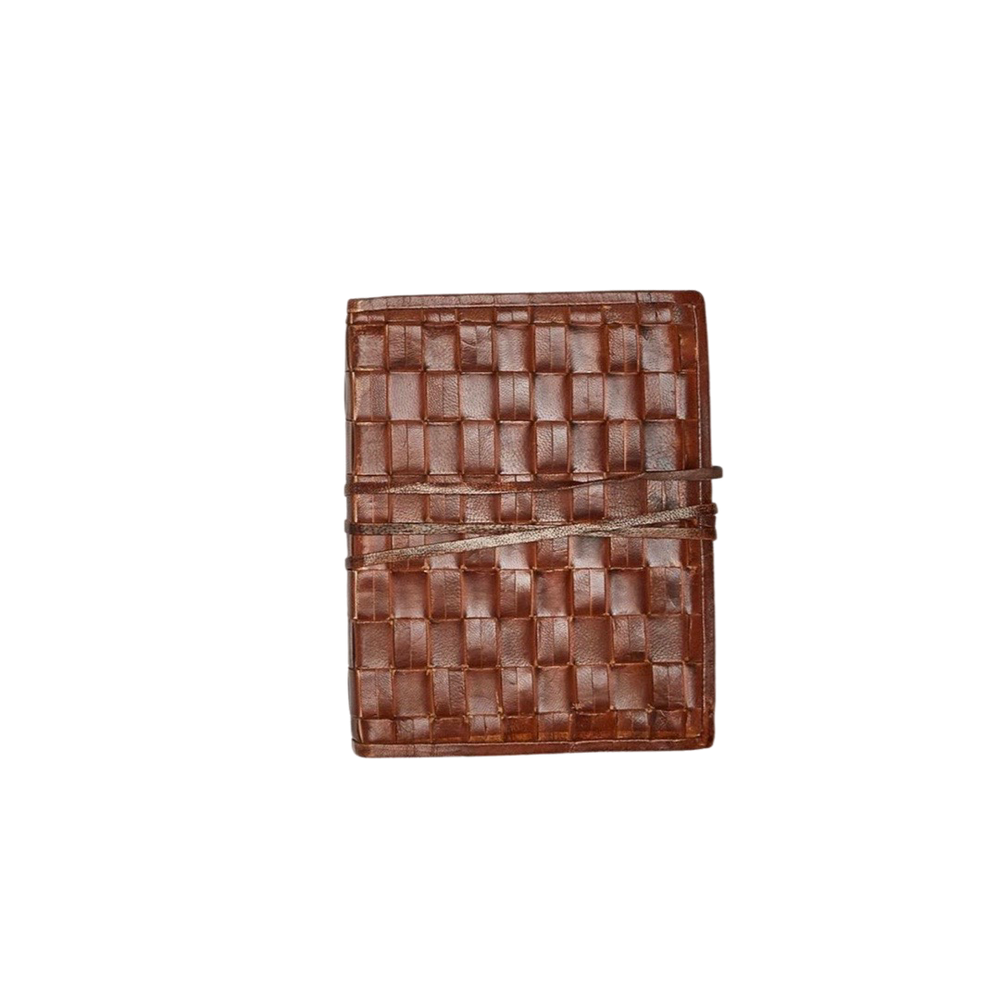 
            
                Load image into Gallery viewer, Chestnut Woven Leather Journal
            
        