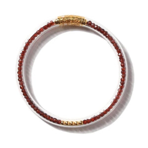 
            
                Load image into Gallery viewer, GARNET CRYSTAL LUXE ALL WEATHER BANGLE®(AWB®) - SERENITY PRAYER
            
        