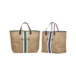 Horse Country Jute Tote with Genuine Leather Handles