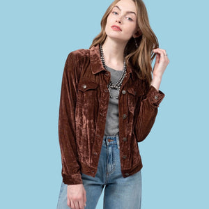 Brown Velvet Jean Style Jacket