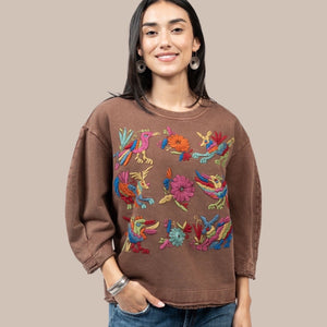 
            
                Load image into Gallery viewer, Chocolate Alebrijes Embroidered Top
            
        