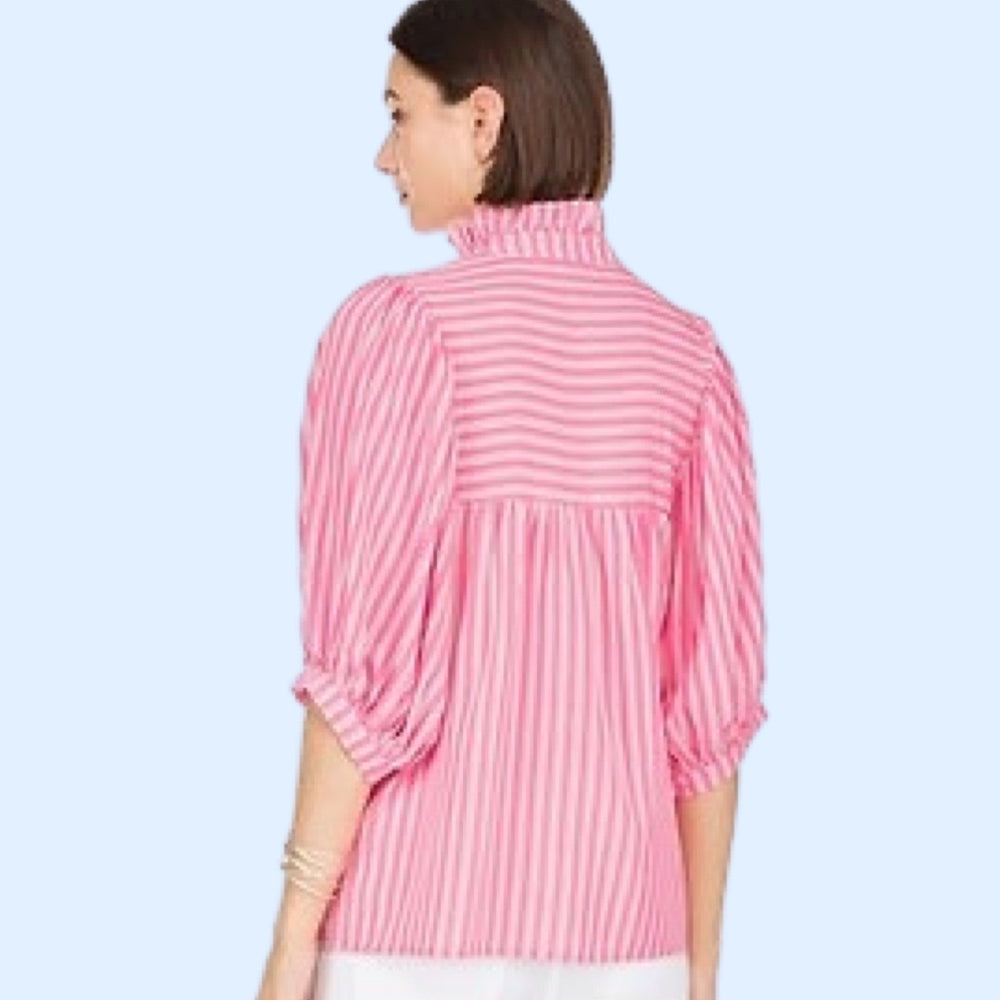 Pink Stripes High Neck Top