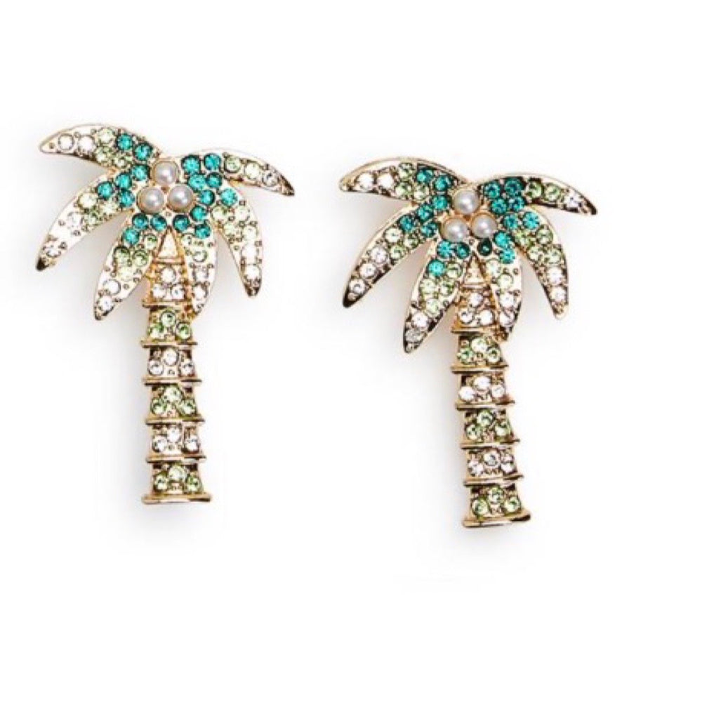 Palm Trees Bali Hai Crystal Embellished Earrings